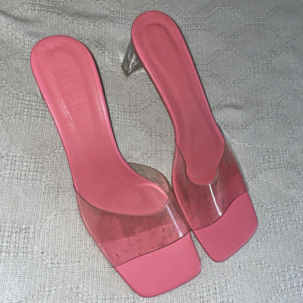 Billini Women’s Dressy Slides Size 8 U.K. 10 U.S. Pink Clear Going out Party Fun